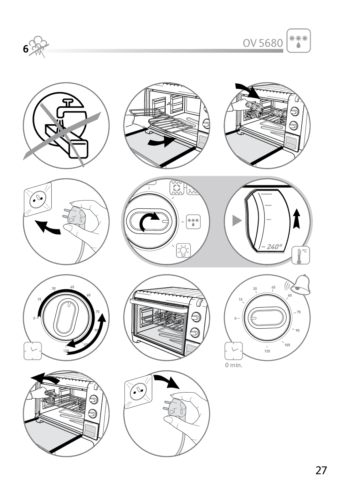 Tefal OV527031, OV527070 manual Min 