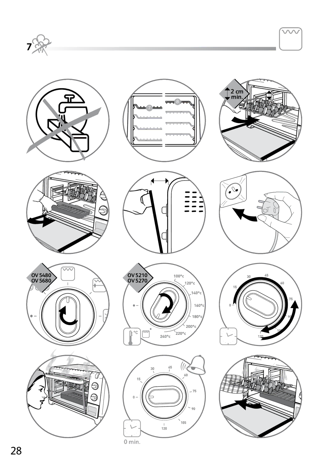 Tefal OV527070, OV527031 manual Cm min 