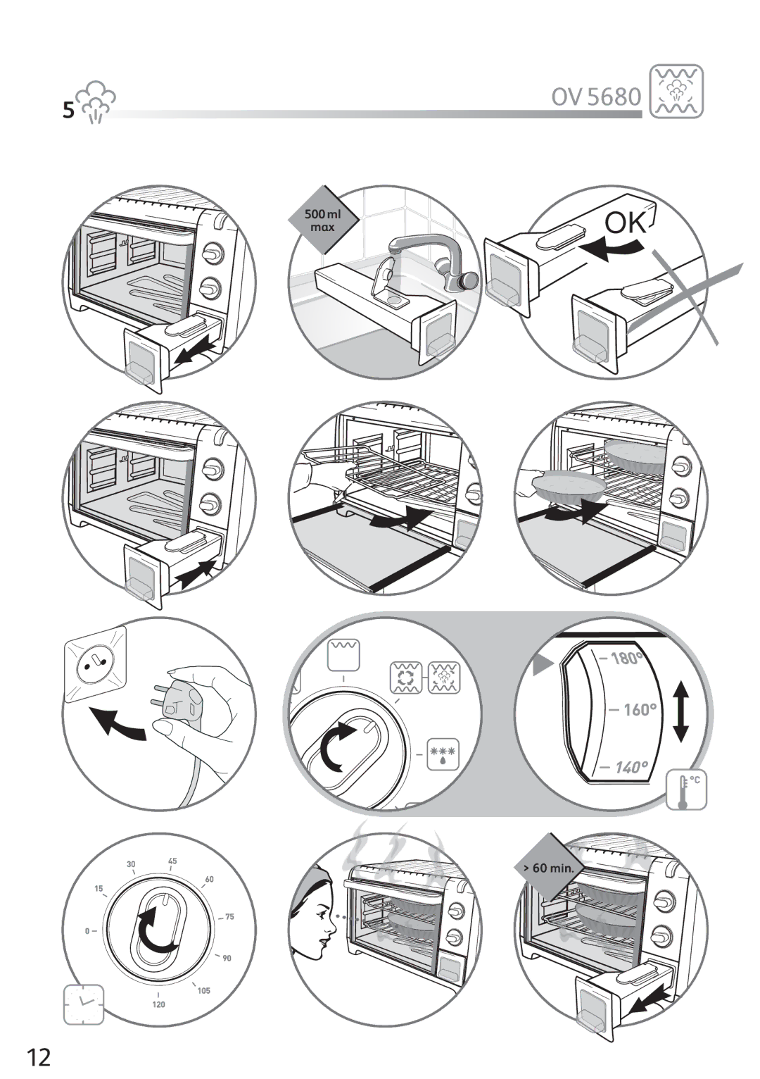 Tefal OV568031 manual ml Max 60 min 