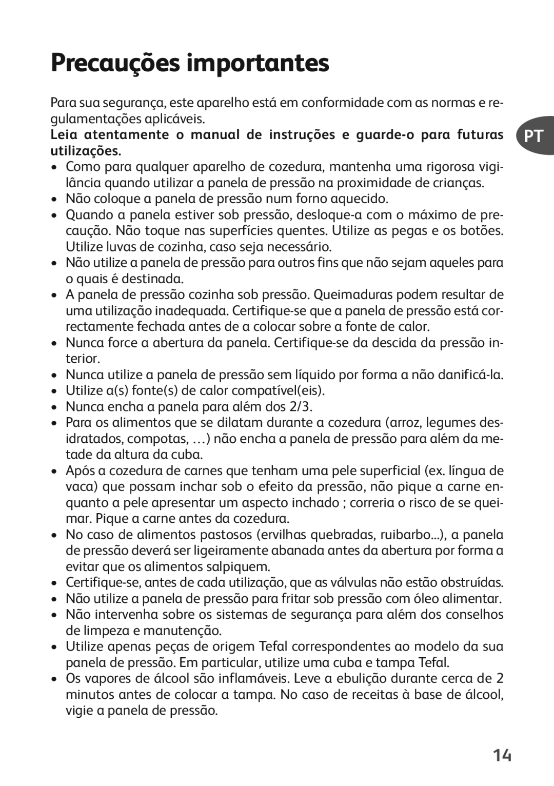 Tefal P0541155, P0541152 manual Precauções importantes 