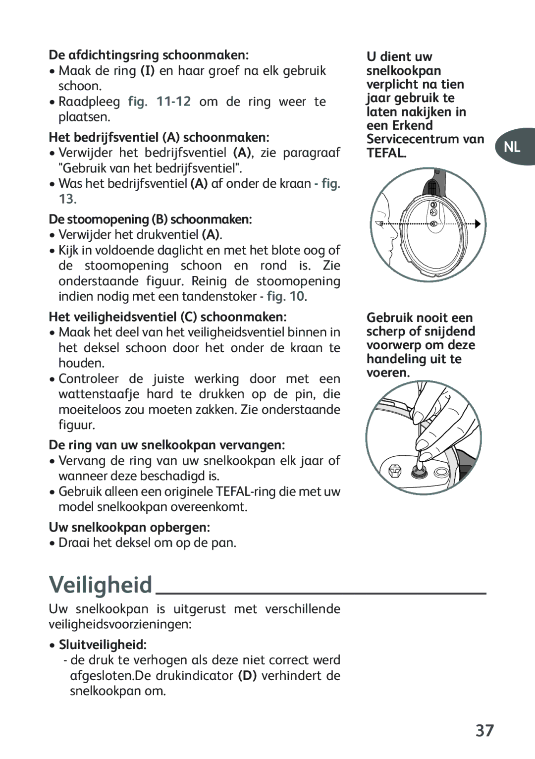 Tefal P2634631 manual Veiligheid 