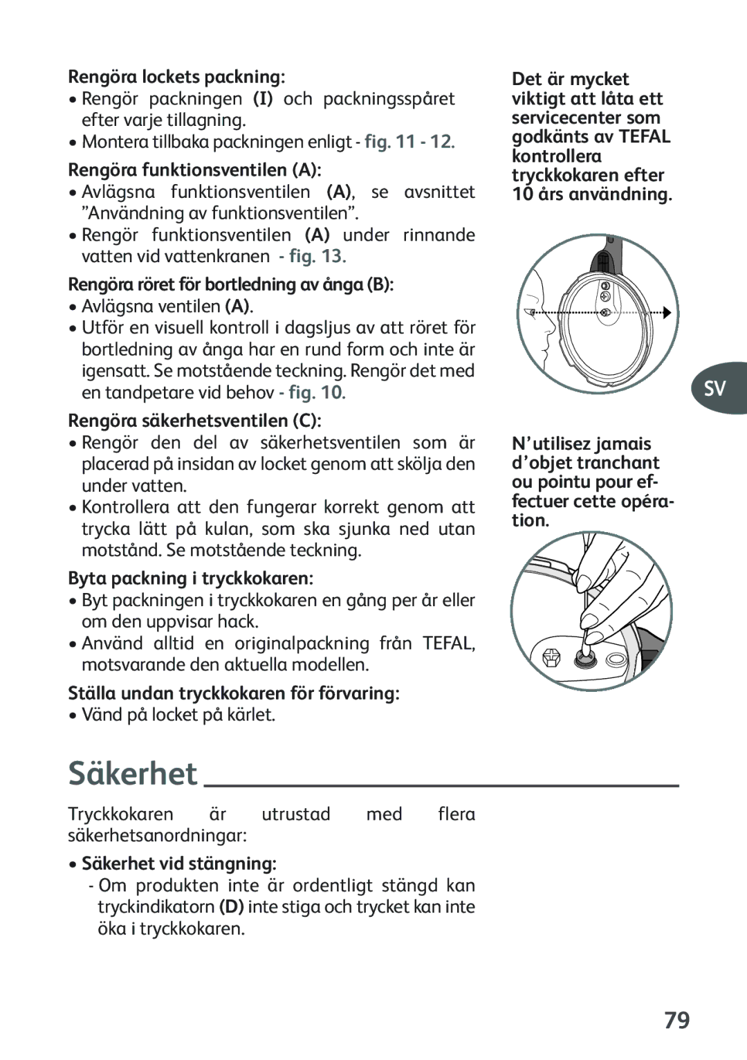 Tefal P2634631 manual Säkerhet 