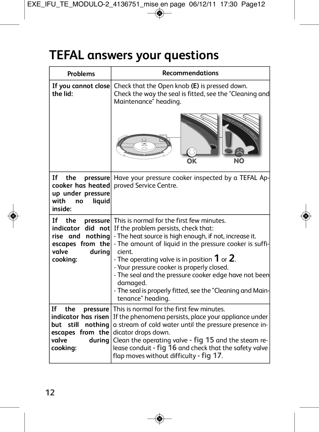 Tefal P4281462, P4281464, P4281466, P4281463, P4281465 manual Tefal answers your questions 