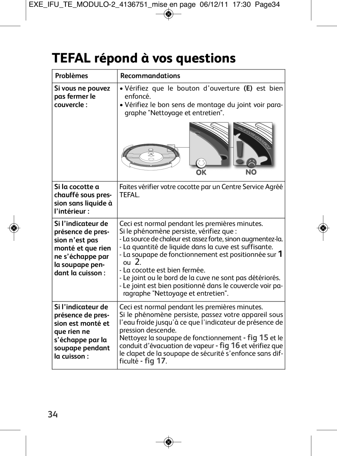 Tefal P4281466, P4281464, P4281463, P4281465, P4281462 manual Tefal répond à vos questions 