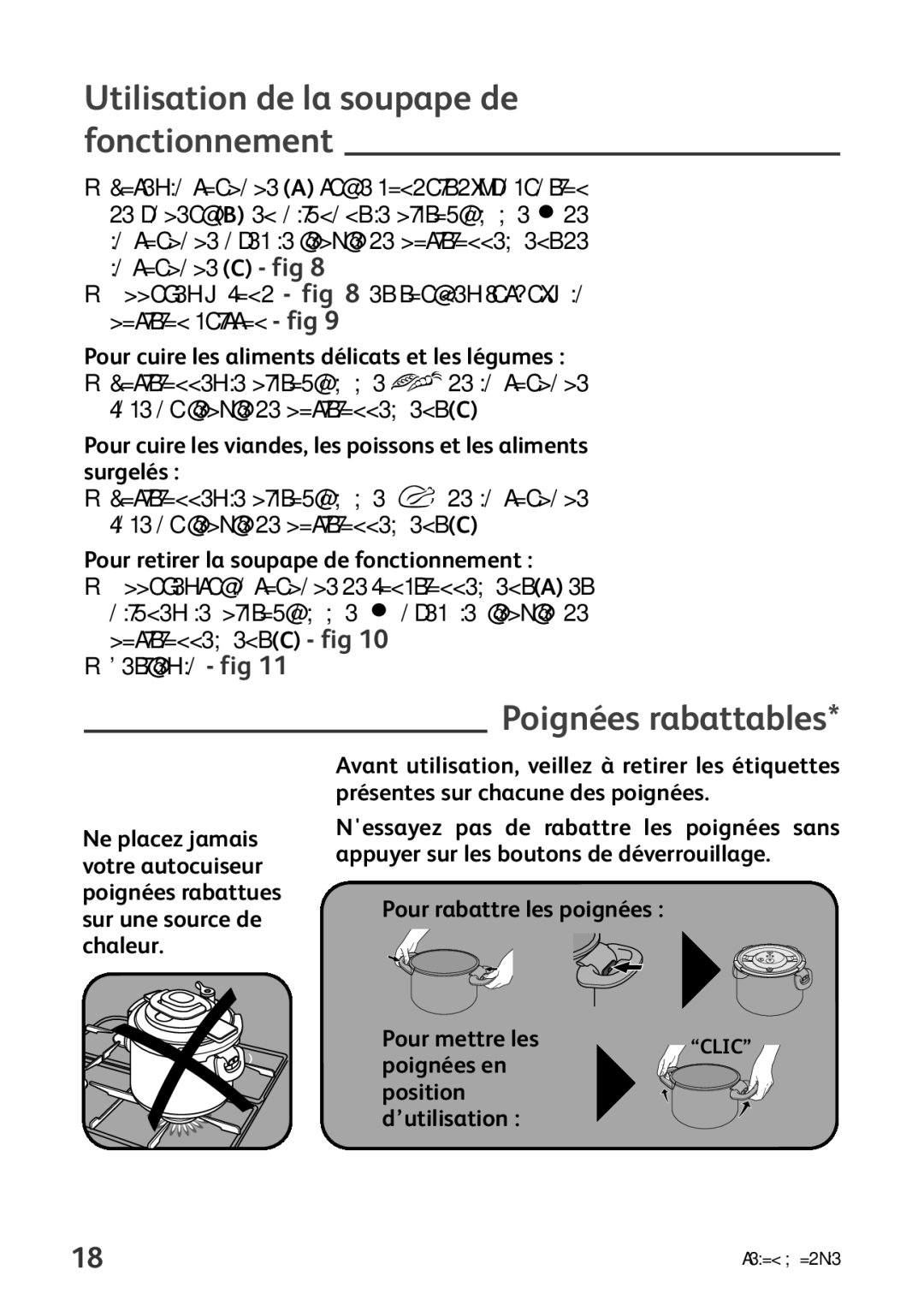 Tefal P4371466, P4371461, P4371463, P4371462 manual Utilisation de la soupape de fonctionnement, Poignées rabattables 