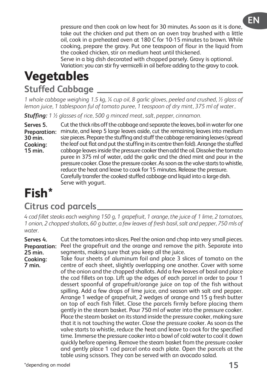 Tefal P4394835, P4394831 manual Vegetables, Fish 