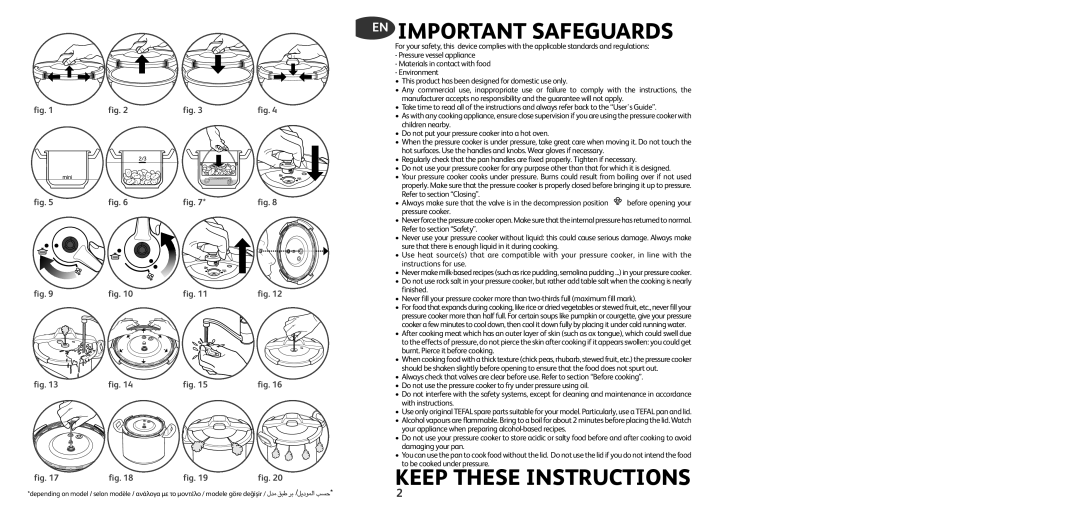 Tefal P4394831, P4394835 manual EN Important Safeguards 