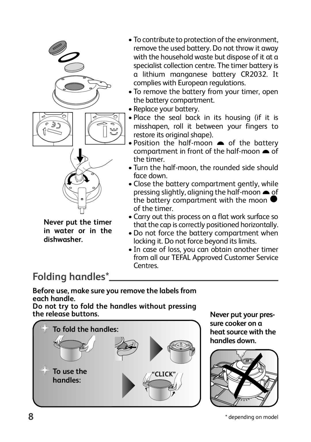 Tefal P4400631 manual Folding handles, To use, Handles 