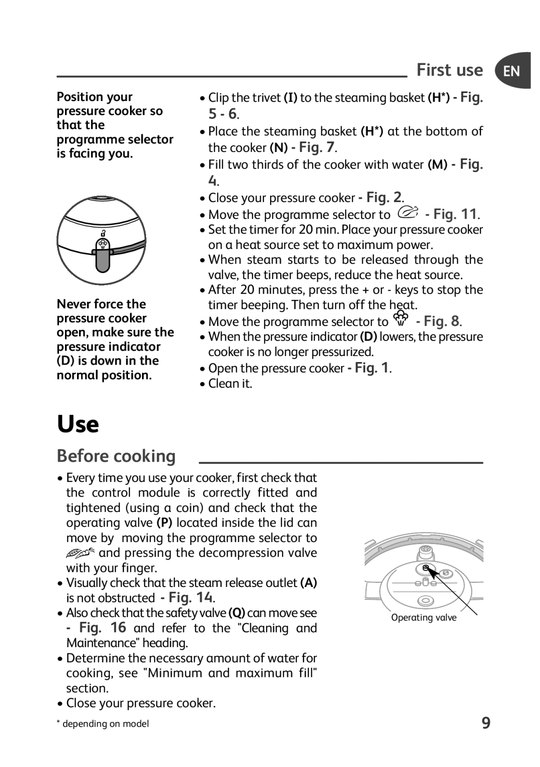 Tefal P4400631 manual Use, First use EN, Before cooking 