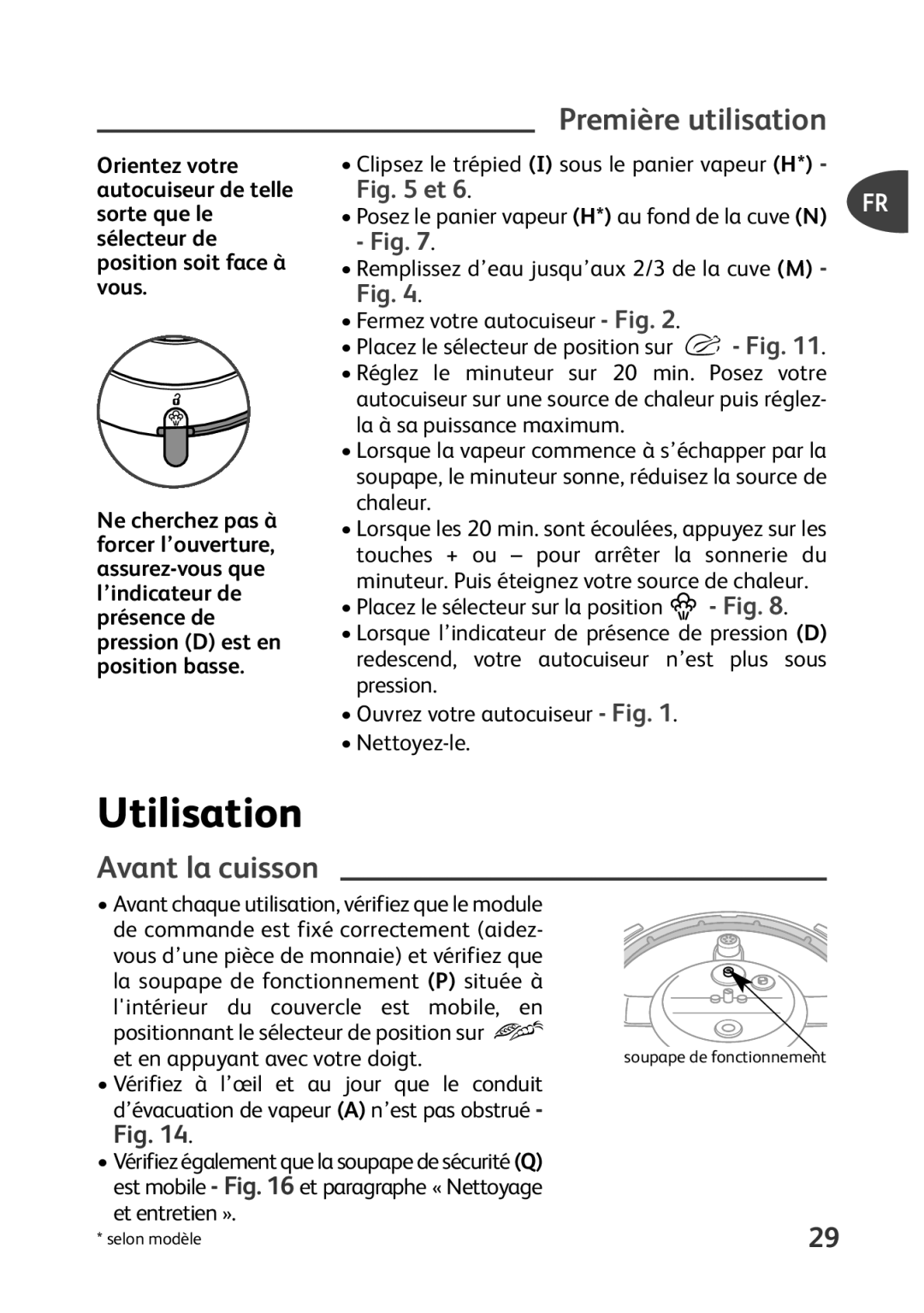 Tefal P4400631 manual Utilisation, Première utilisation, Avant la cuisson 