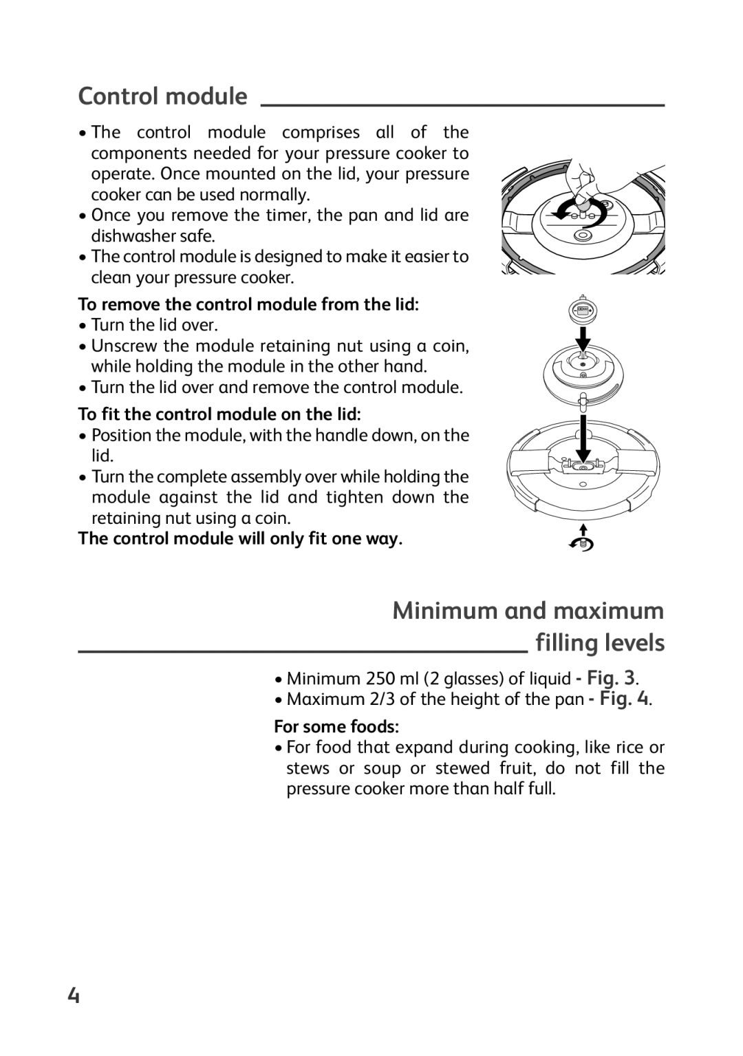 Tefal P4400631 manual Control module, To remove the control module from the lid Turn the lid over, For some foods 