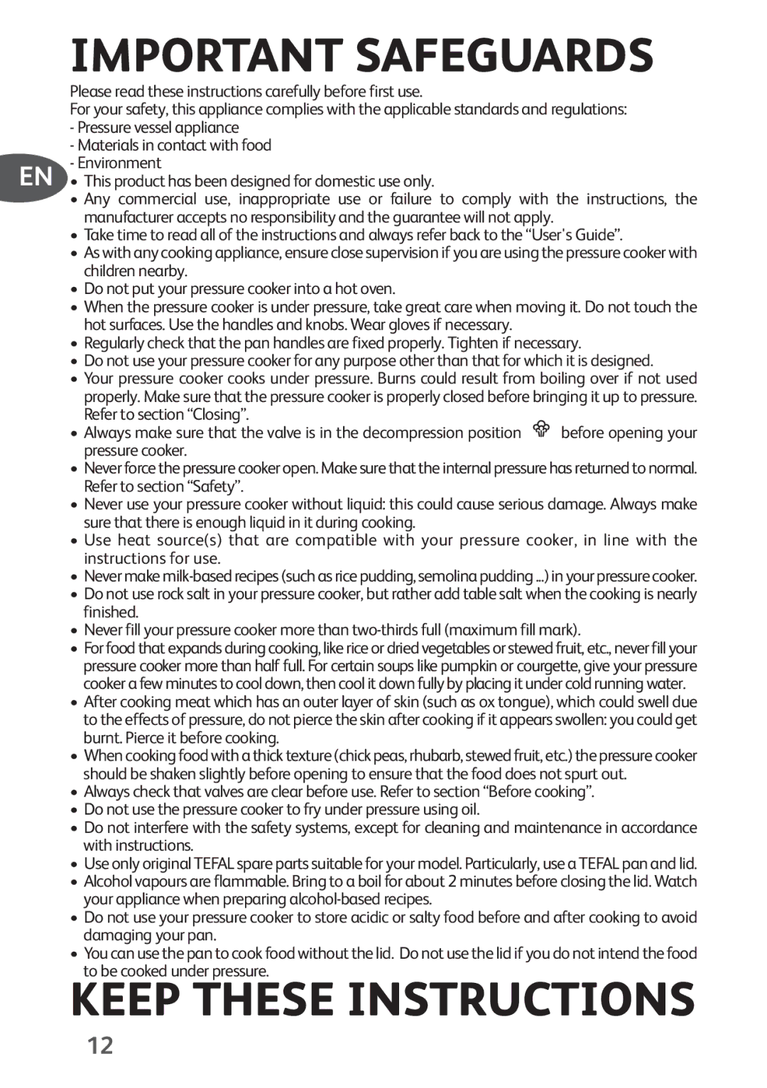 Tefal P4424735 manual Important Safeguards 