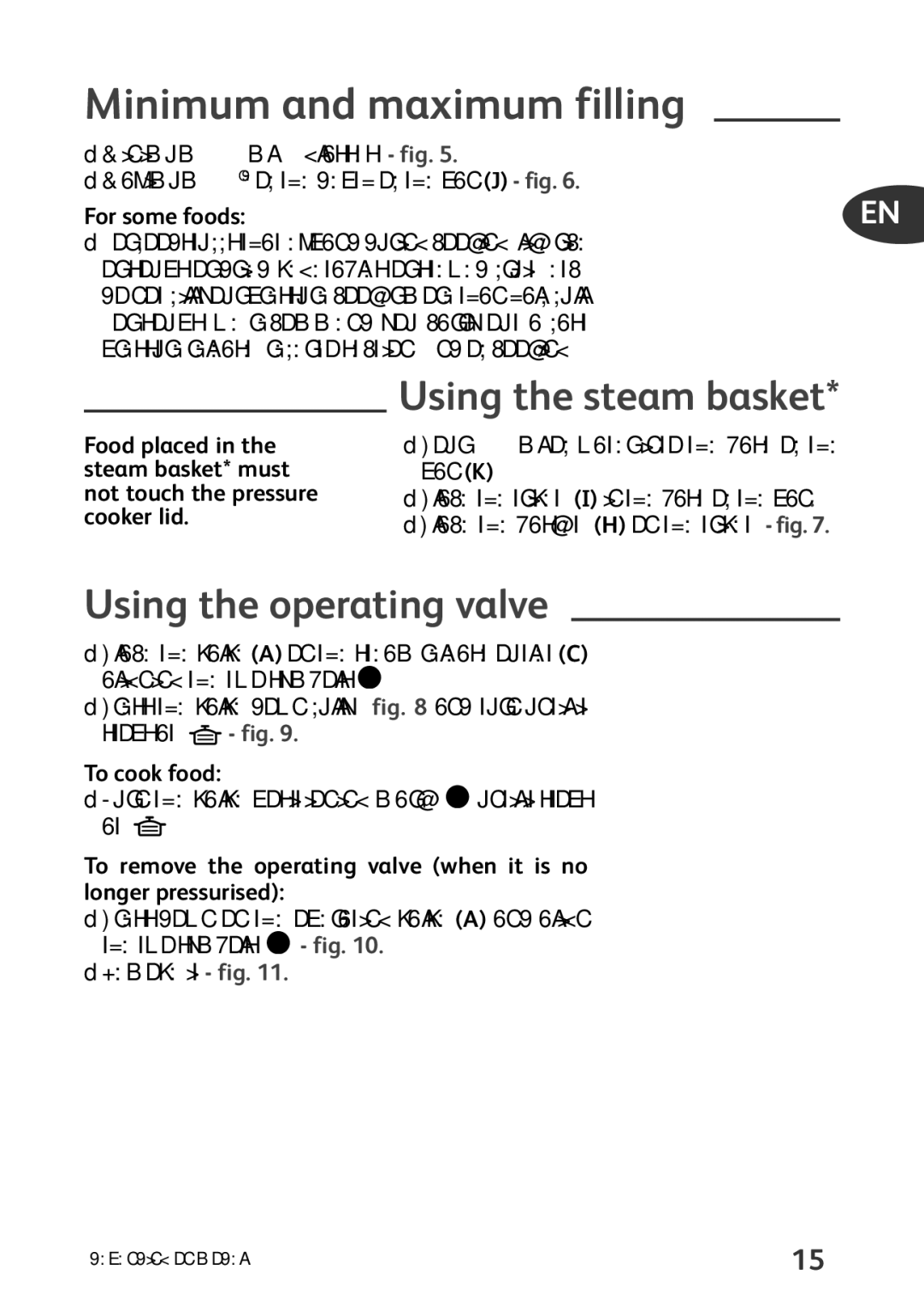 Tefal P4424735 manual Minimum and maximum filling, Using the steam basket, Using the operating valve, Stops at fig 