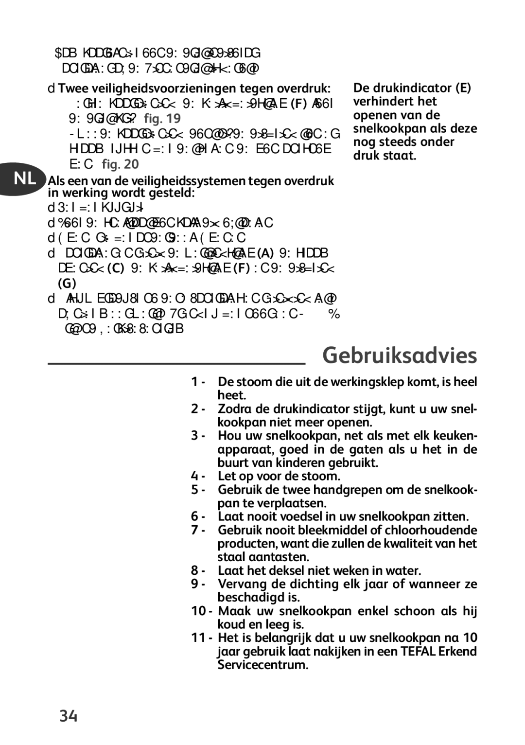 Tefal P4424735 manual Gebruiksadvies 