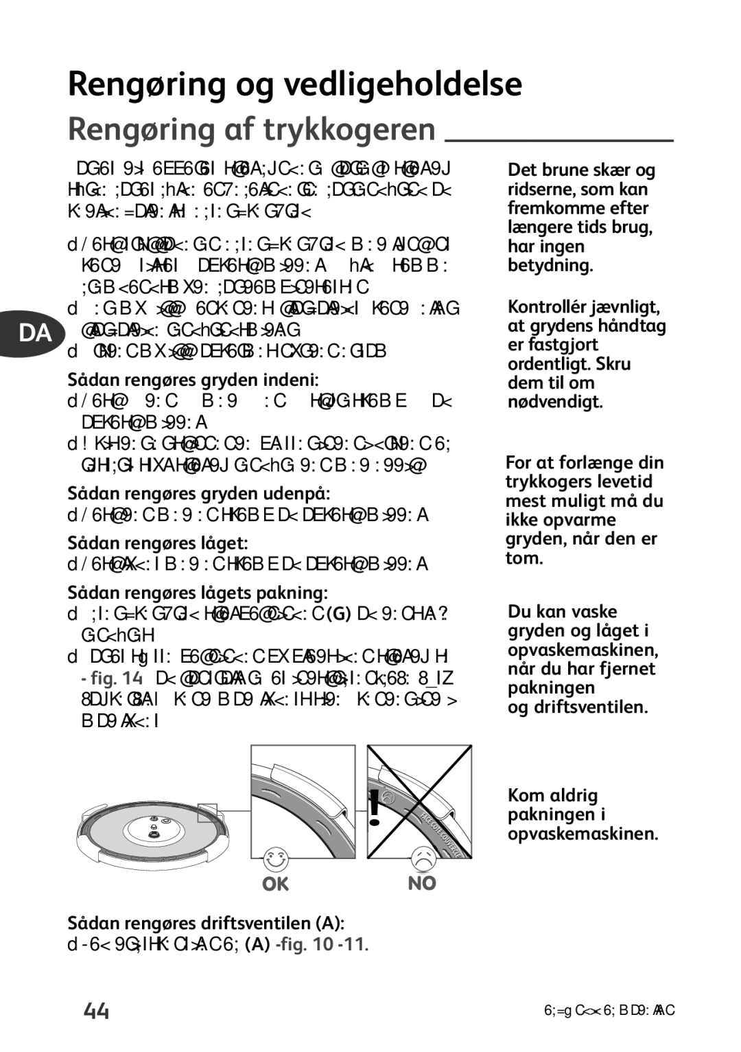 Tefal P4424735 manual Rengøring og vedligeholdelse, Rengøring af trykkogeren 