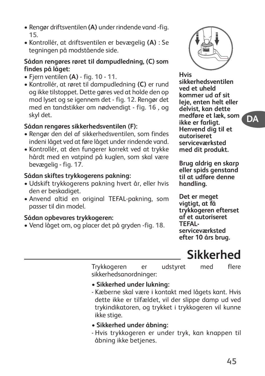 Tefal P4424735 manual Sikkerhed 