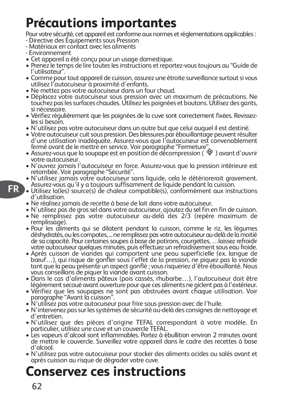 Tefal P4424735 manual Précautions importantes, Conservez ces instructions 