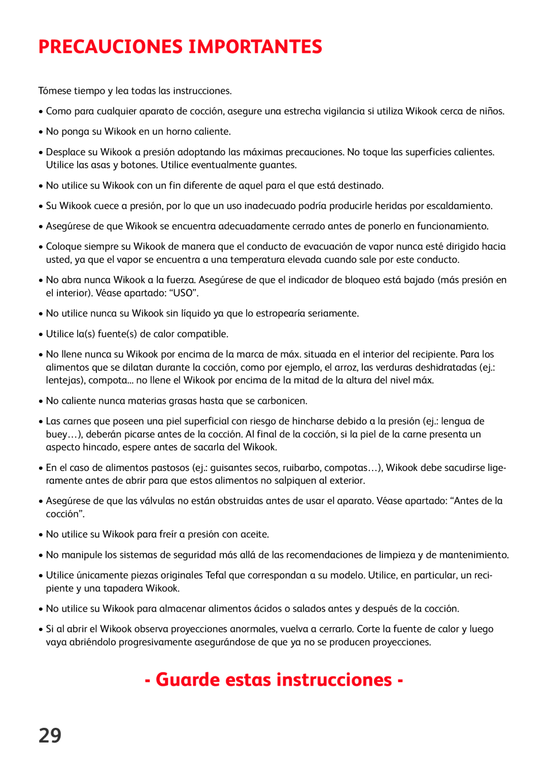 Tefal P6060400, P6060401, P6060432, P6060404, P6060437, P6060434, P6060433 Precauciones Importantes, Guarde estas instrucciones 