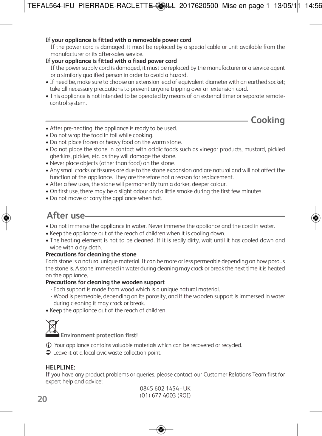 Tefal PI130712 manual Cooking, After use 