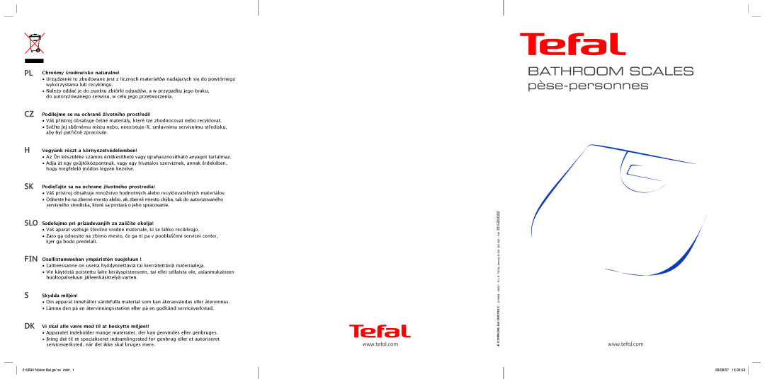 Tefal PP3023A9, PP3023A5 manual Chrońmy środowisko naturalne, Podílejme se na ochraně životního prostředí, Skydda miljön 