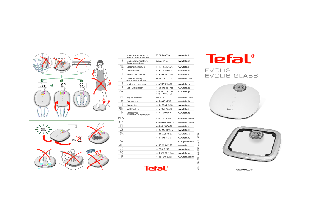 Tefal PP4001A9 manual Evolis Evolis Glass, Fin, Rus 