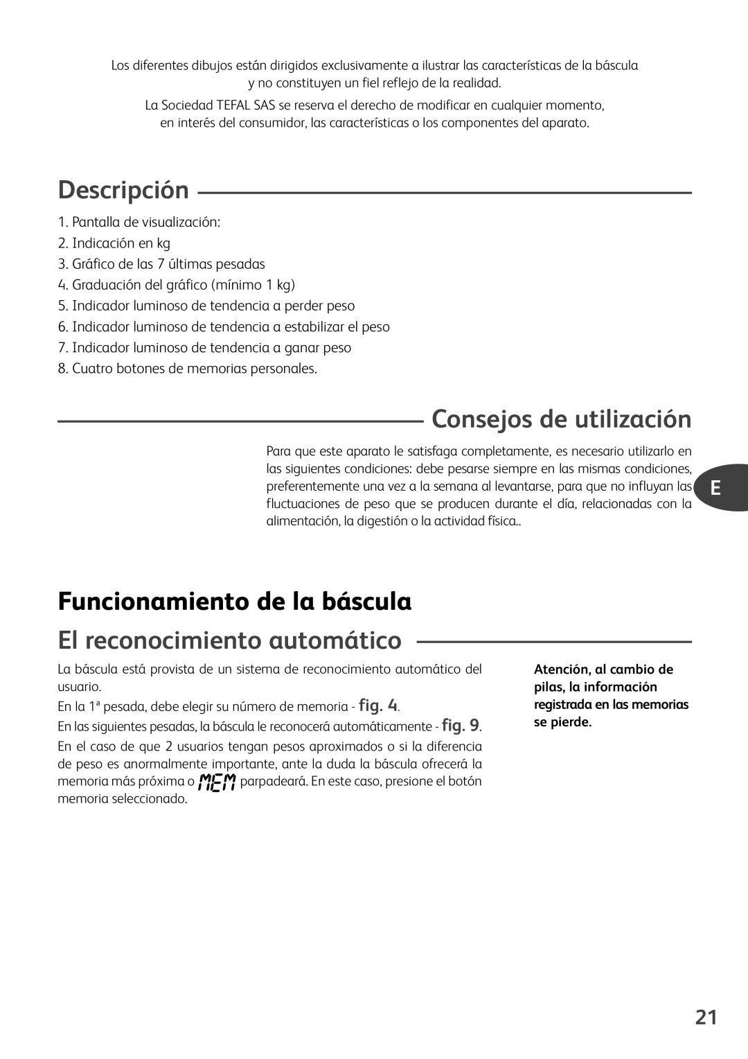 Tefal PP5049A6, PP5049B9, PP5049A5 manual Descripción, Consejos de utilización, El reconocimiento automático 