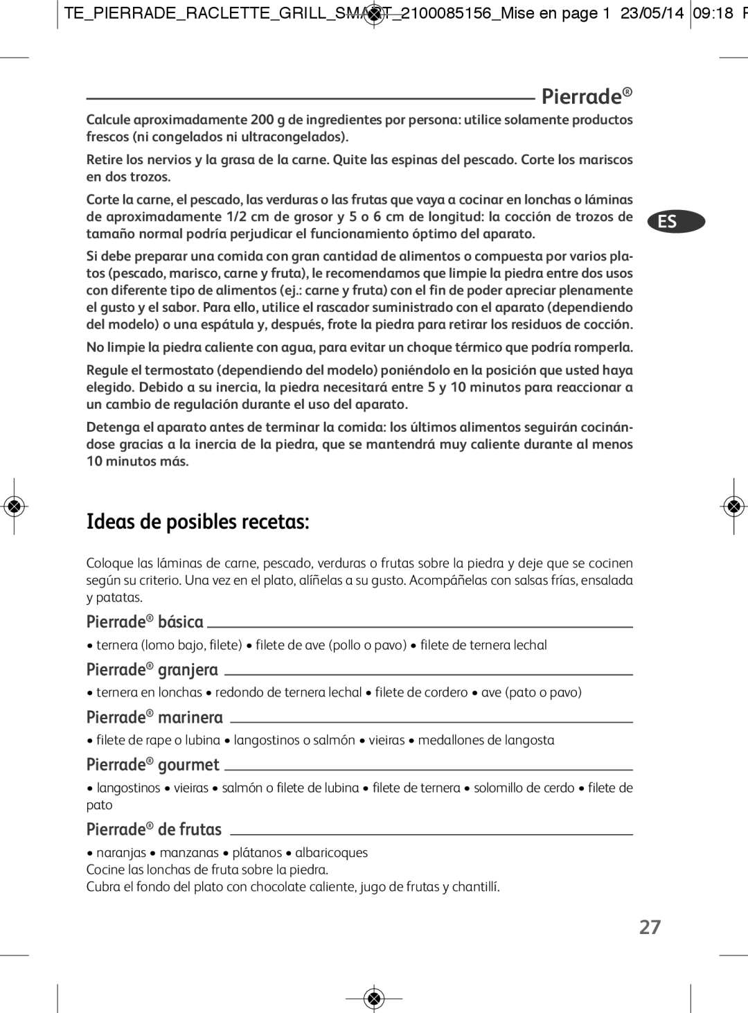 Tefal PR457812 manual Ideas de posibles recetas 