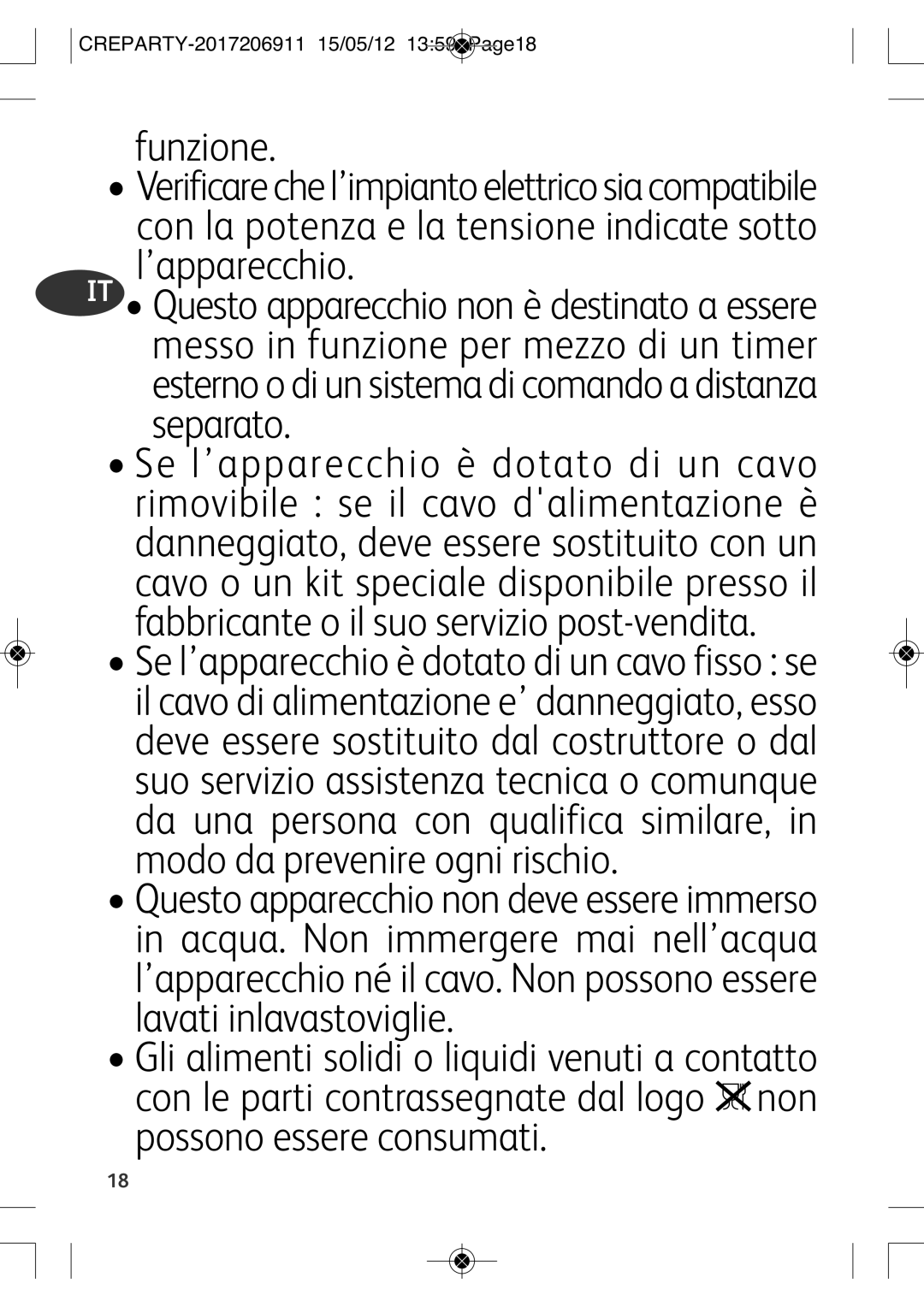 Tefal PY556812, PY556816 manual Funzione 