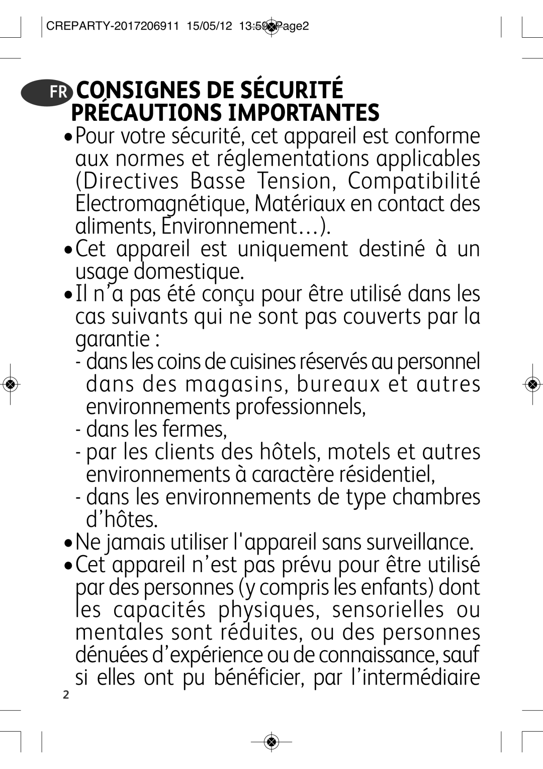 Tefal PY556812, PY556816 manual Dans les fermes, Dans les environnements de type chambres d’hôtes 