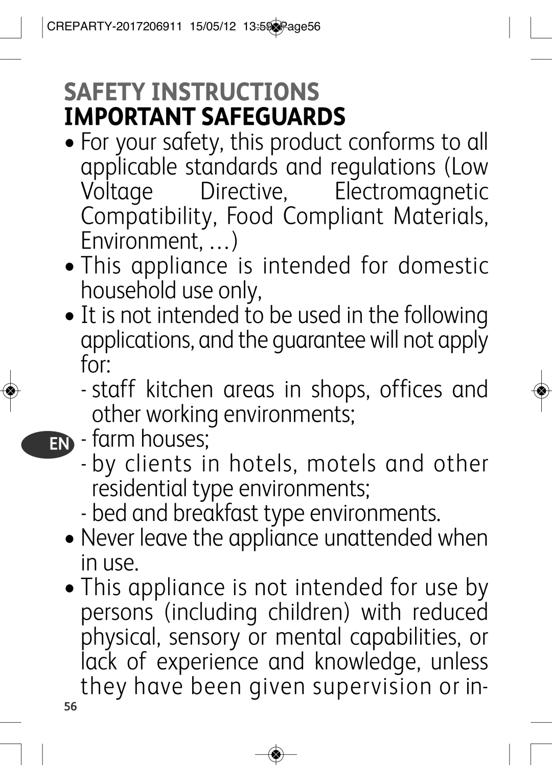 Tefal PY556812, PY556816 manual Safety Instructions, Important Safeguards 