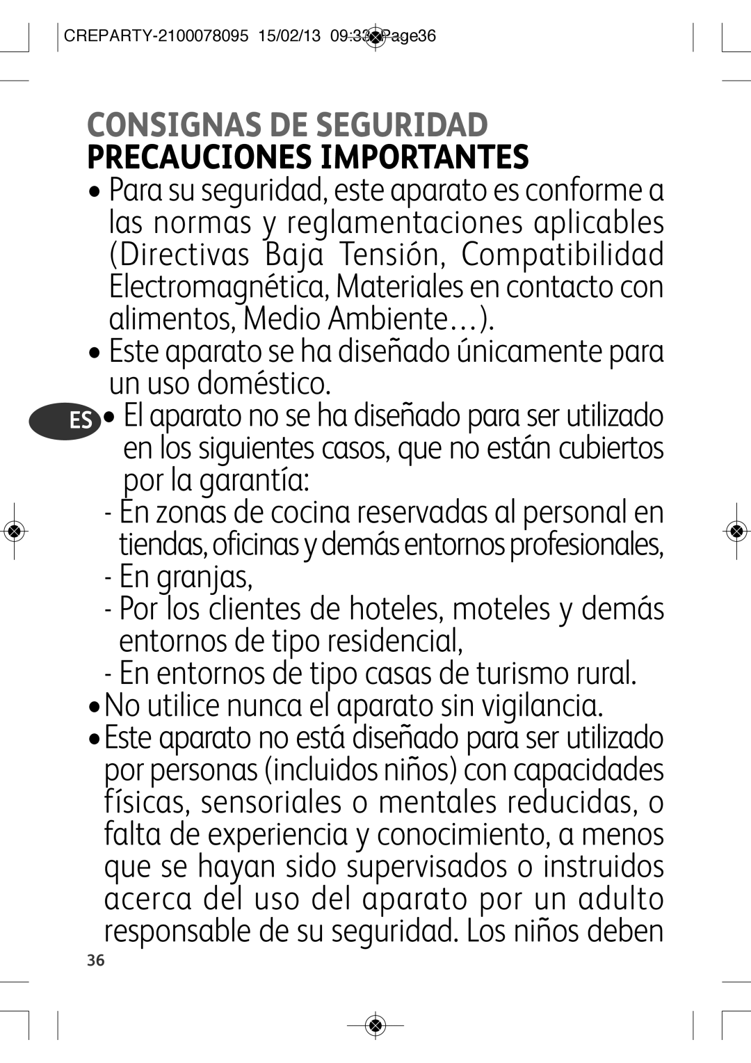 Tefal PY582813, PY582816 manual Consignas DE Seguridad, En granjas 