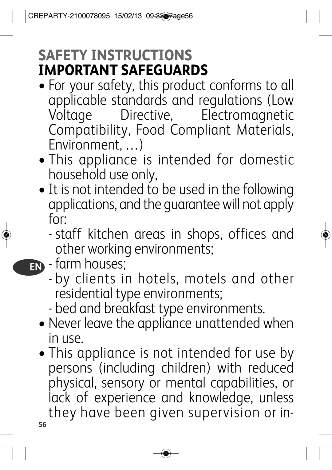 Tefal PY582813, PY582816 manual Safety Instructions, Important Safeguards 