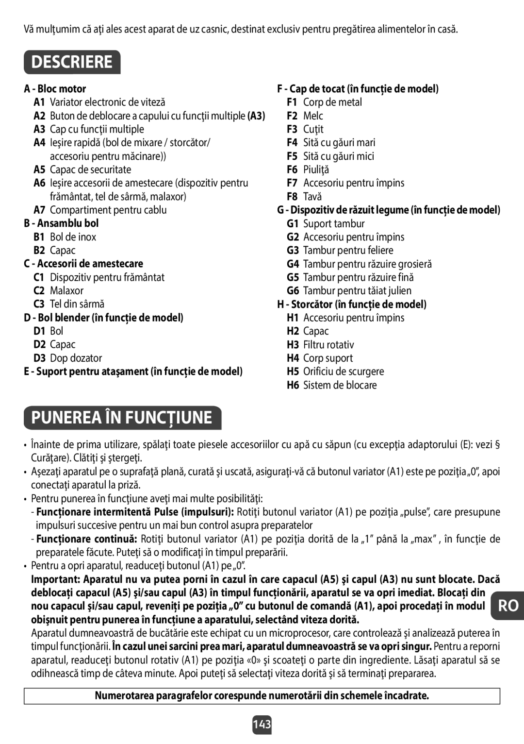 Tefal QB404D38 manual Descriere, Punerea ÎN Funcţiune 