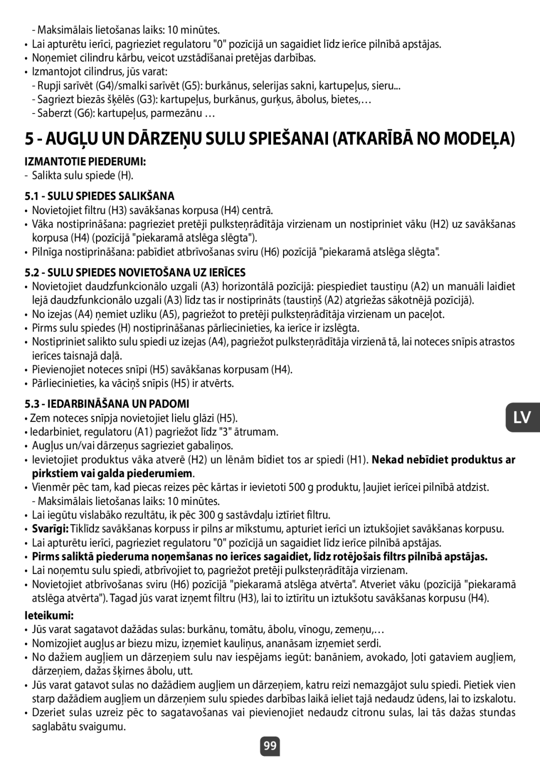 Tefal QB404D38 manual Augļu UN Dārzeņu Sulu Spiešanai Atkarībā no Modeļa, Salikta sulu spiede H, Sulu Spiedes Salikšana 