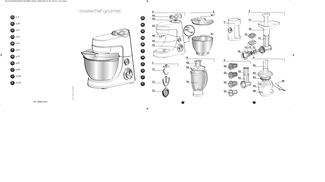 Tefal QB404H38 manual Masterchef gourmet 