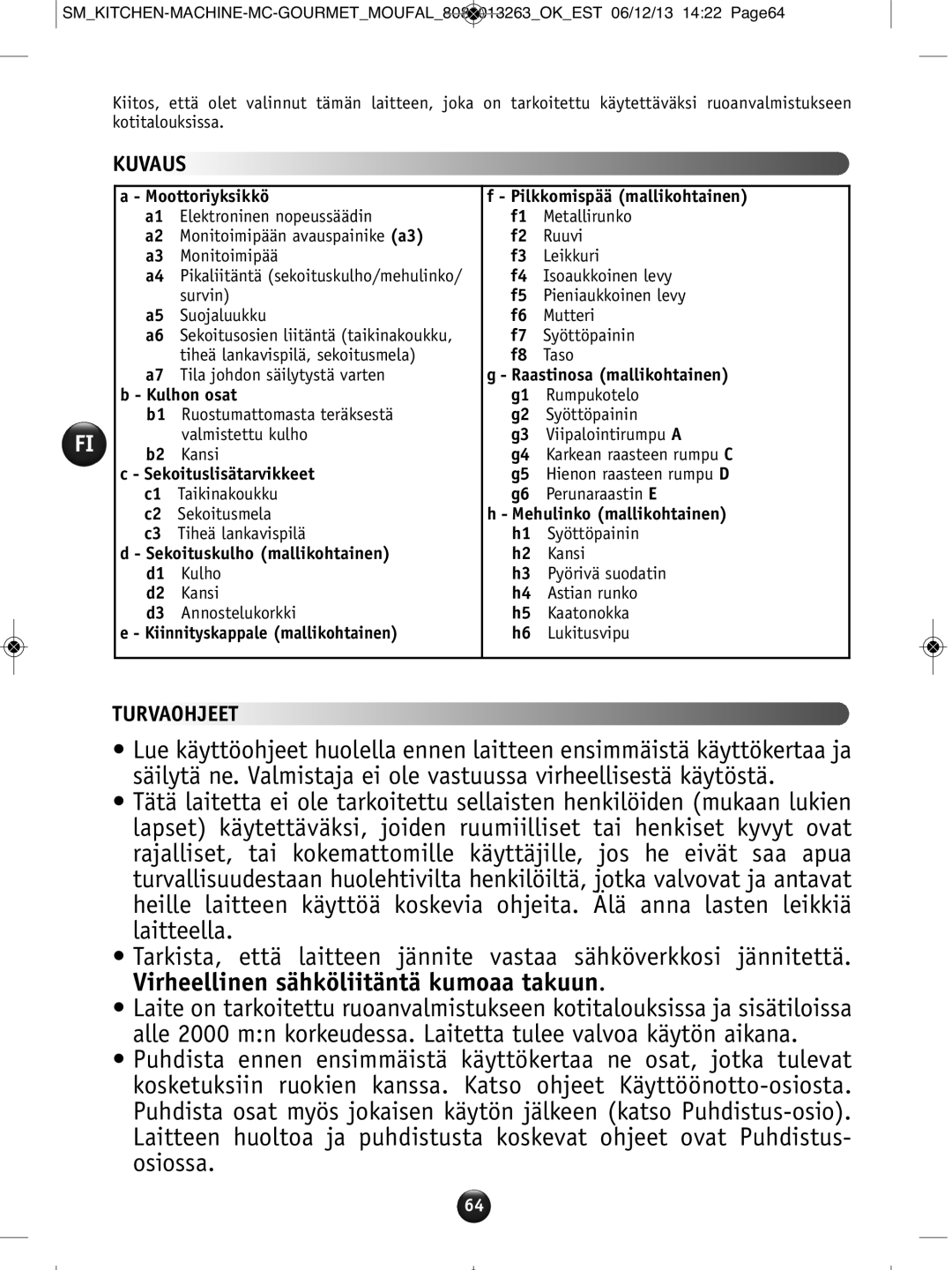 Tefal QB404H38 manual Kuvaus, Turvaohjeet, Isoaukkoinen levy 