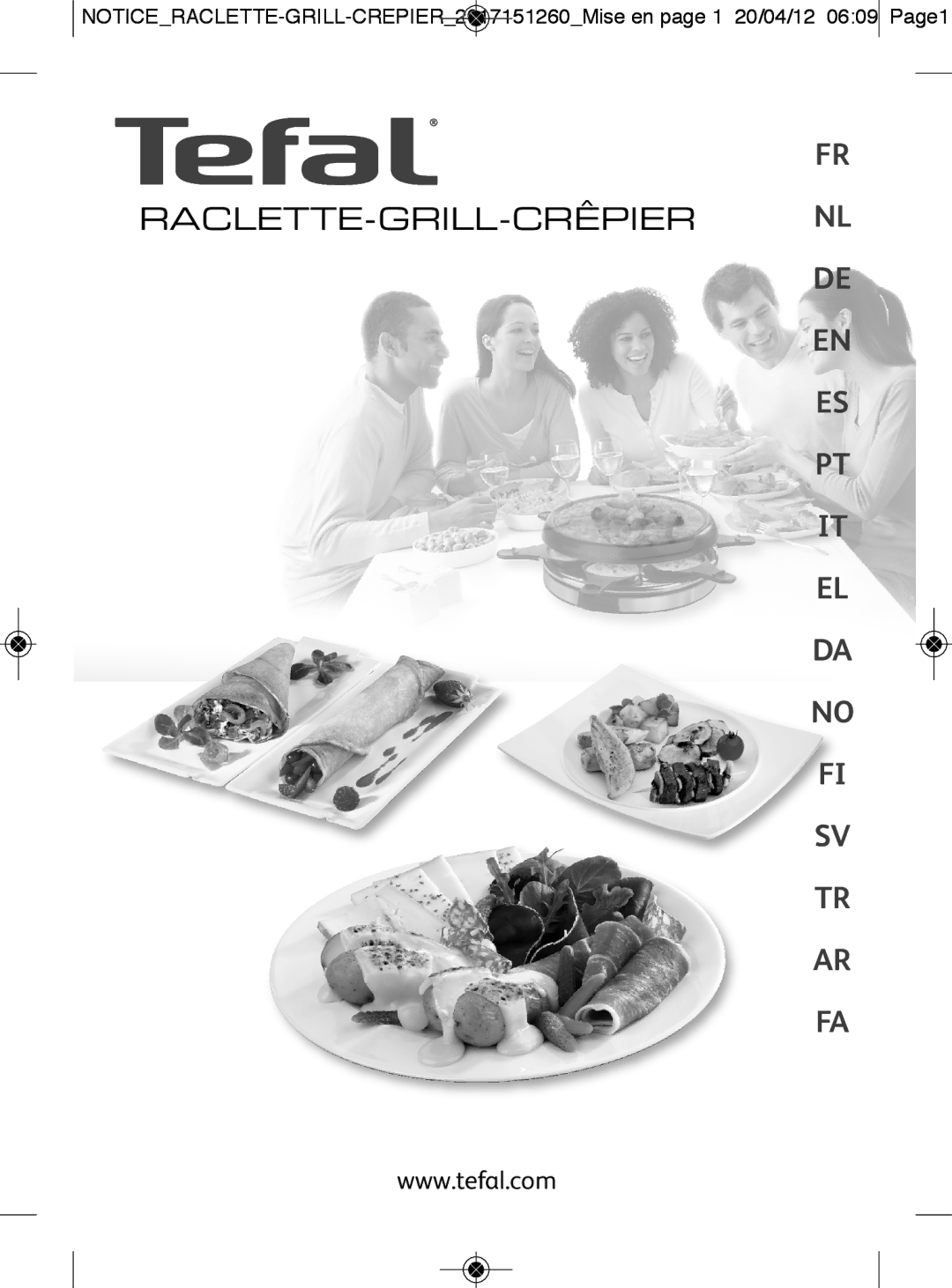 Tefal RE123101 manual Raclette-Grill-Crêpier Nl 