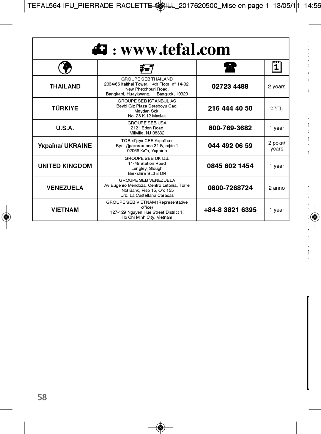 Tefal RE455012 manual 02723, Україна/ Ukraine 