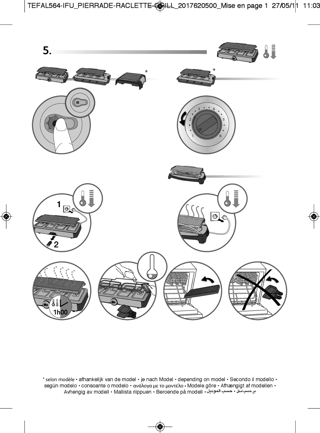 Tefal RE455012 manual 1h00 