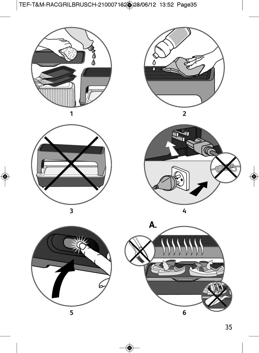 Tefal RE901601 manual TEF-T&M-RACGRILBRUSCH-2100071627 28/06/12 1352 Page35 