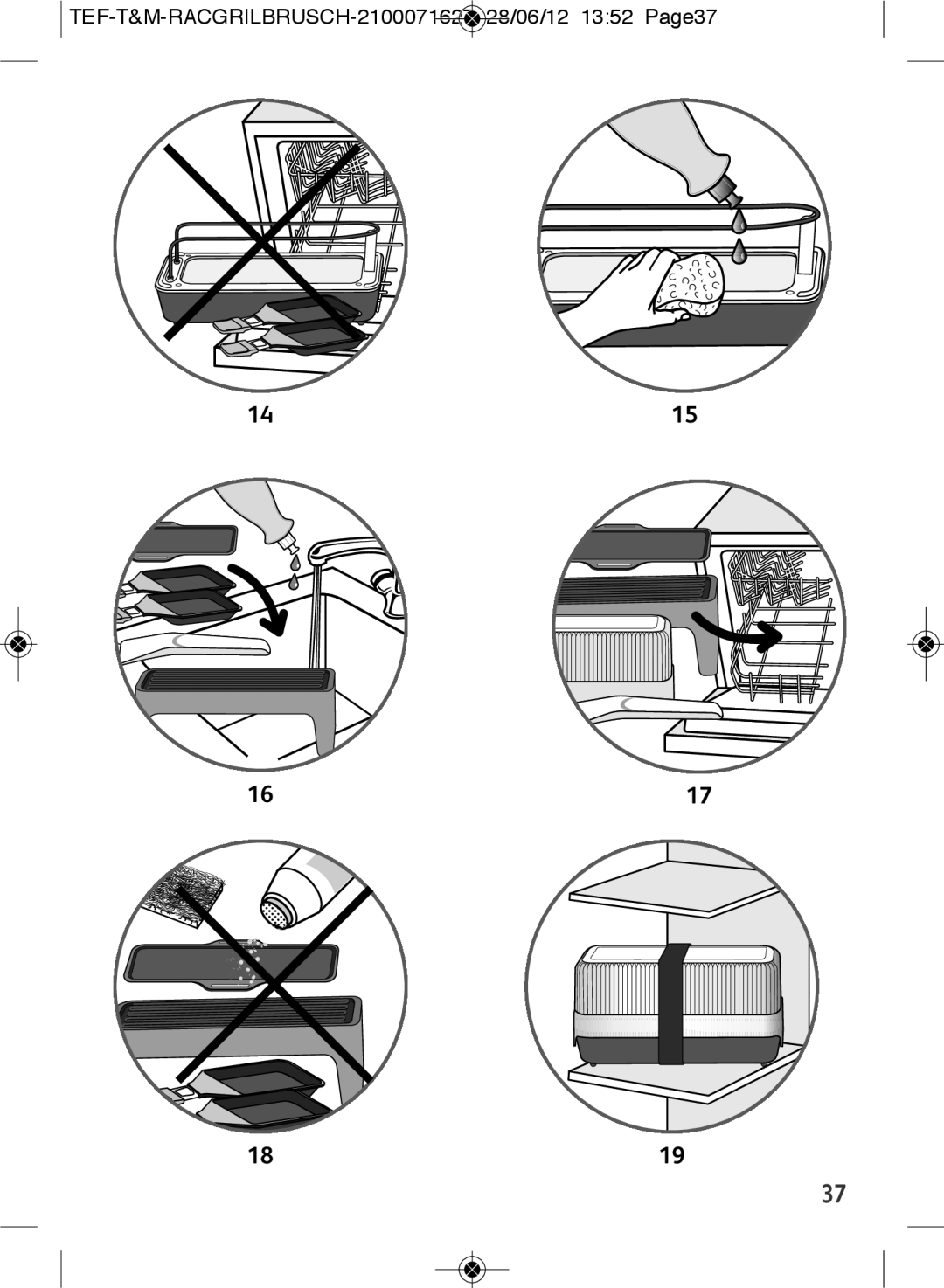 Tefal RE901601 manual TEF-T&M-RACGRILBRUSCH-2100071627 28/06/12 1352 Page37 