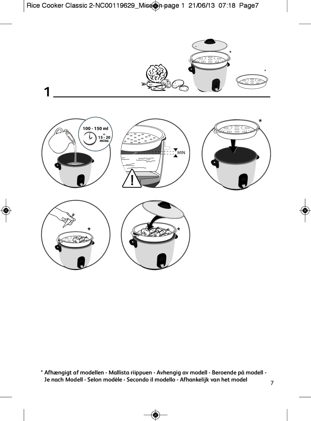 Tefal RK1011CH, RK101115, RK101131 manual 100 150 ml Mins 