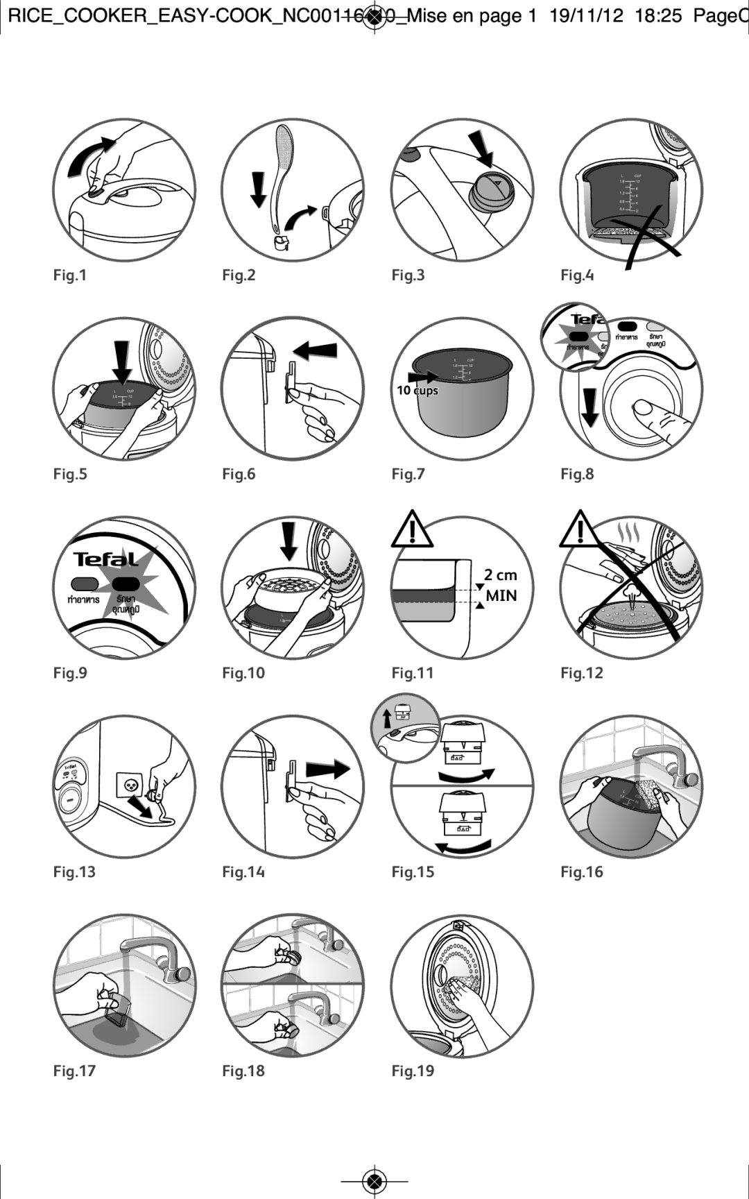 Tefal RK1018TH, RK101825, RK101827 manual Min 