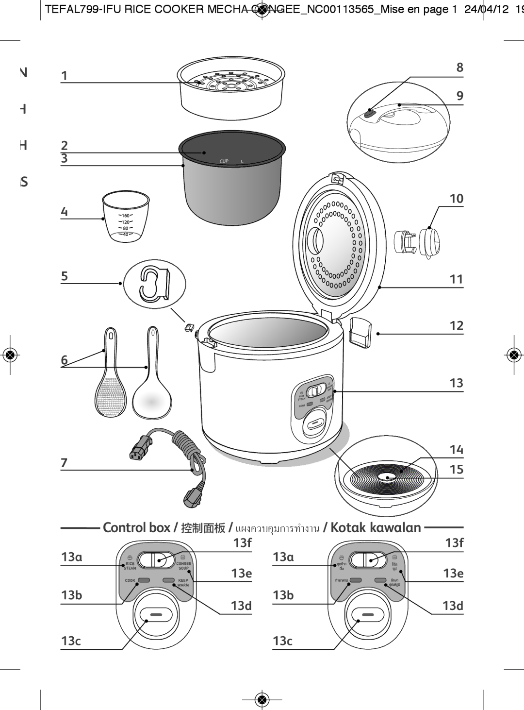 Tefal RK104671, RK104670 manual Control box / 控制面板 / แผงควบคุมการทำงาน / Kotak kawalan 