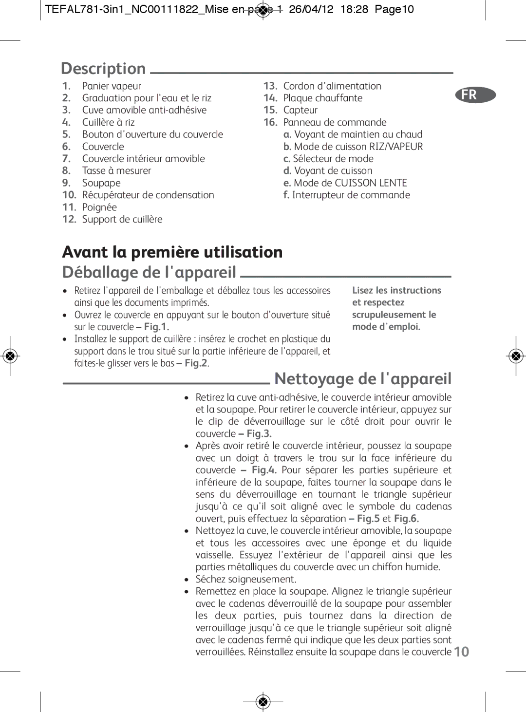 Tefal RK203E25, RK203E27 manual Avant la première utilisation, Déballage de lappareil, Nettoyage de lappareil 