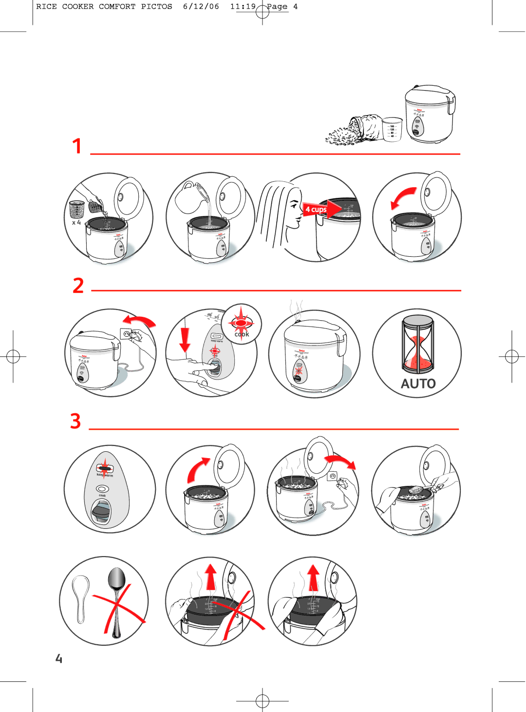 Tefal RK4008CB, RK400870, RK400851 manual Rice Cooker Comfort Pictos 6/12/06 1119 