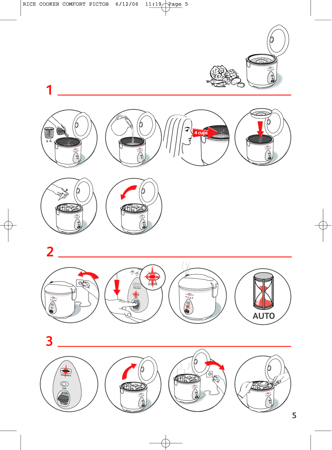 Tefal RK400851, RK400870, RK4008CB manual Rice Cooker Comfort Pictos 6/12/06 1119 