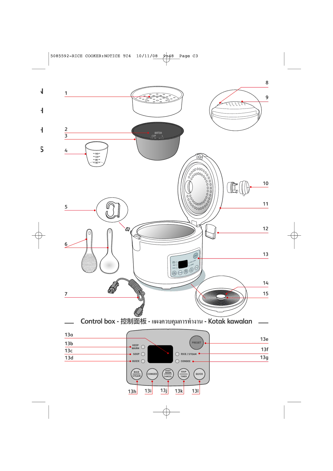 Tefal RK401170, RK401171 manual Control box Kotak kawalan 