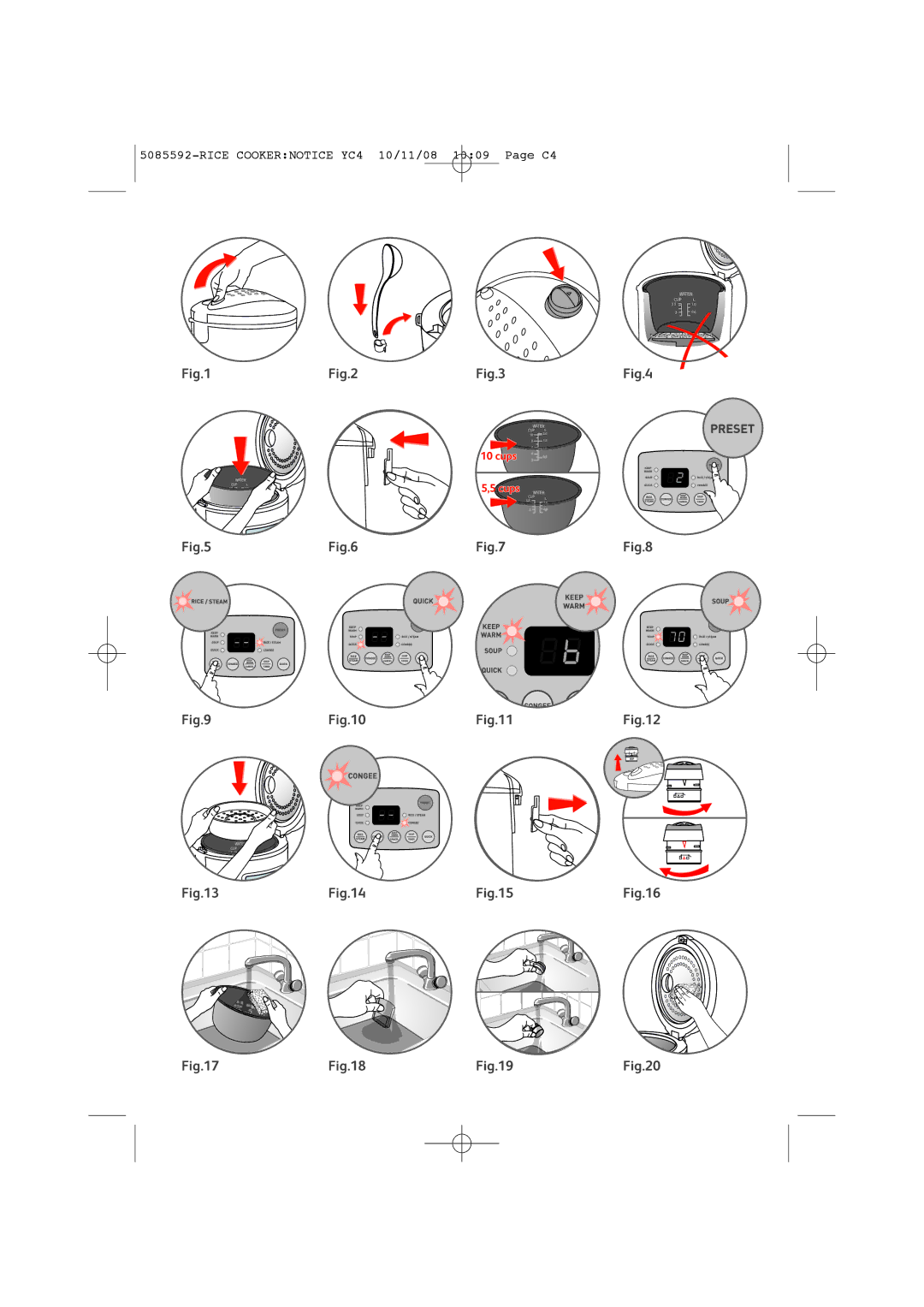 Tefal RK401171, RK401170 manual Rice Cookernotice YC4 10/11/08 1009 Page C4 