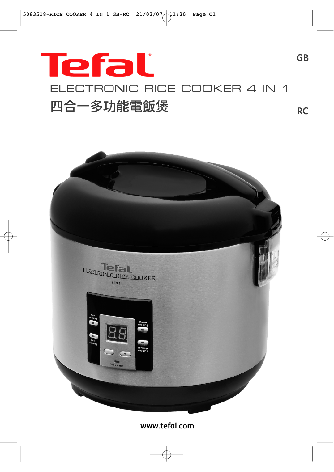 Tefal RK701150, RK701115, RK701116, RK701170 manual Electronic Rice Cooker 4 